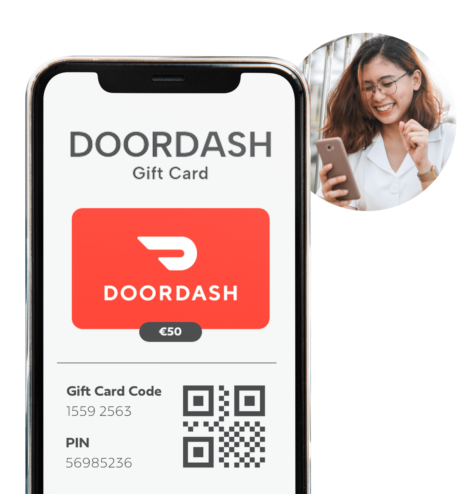doordash gift card on a phone