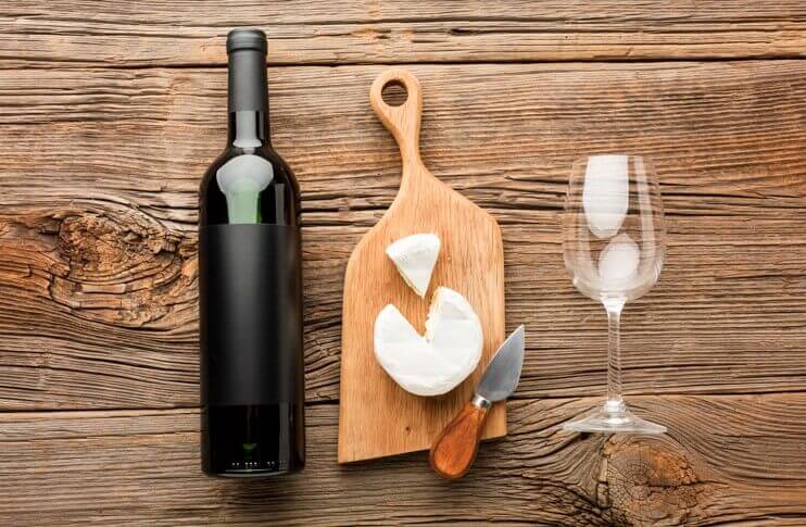 wine bottle glass cheese