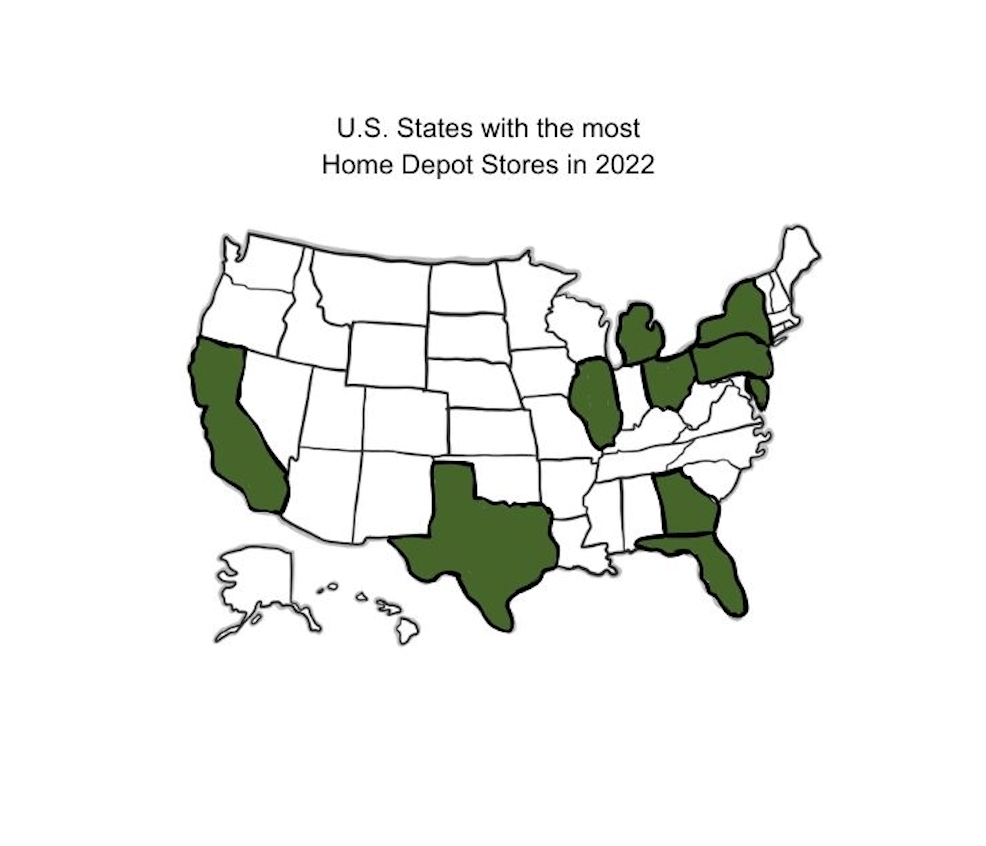 Store count of Home Depot by country 2022